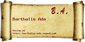 Barthalis Ada névjegykártya